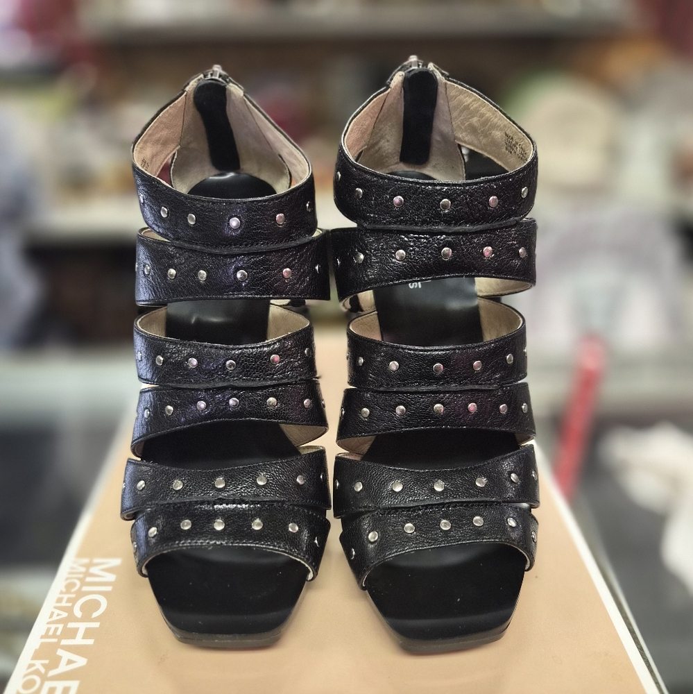 Michael Kors Black Heels with Silver Accents